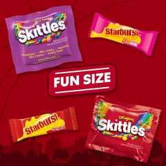 SKITTLES Original & Wild Berry, Starburst Original & FaveReds Fun Size Chewy Candy, Assorted Variety, Candy Bulk Individually Wrapped, 32.28 Oz Jumbo, Bulk Bag