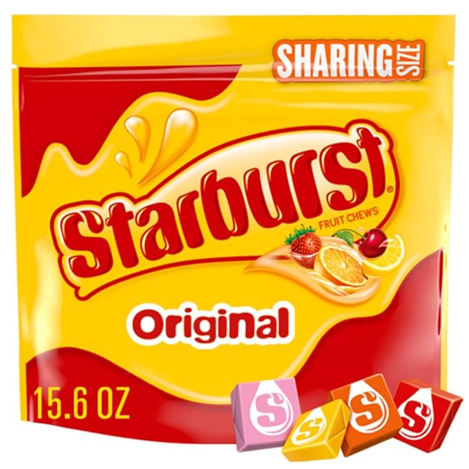 STARBURST Chewy Candy, Sharing Size, Individually Wrapped Fruit Chews Candy, 15.6 oz Resealable Bag